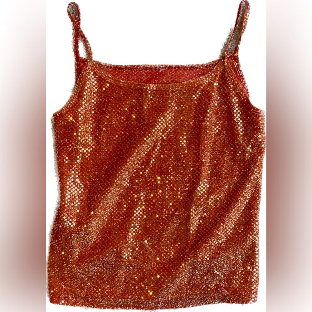 Red sparkle camisole part top with front bust lining